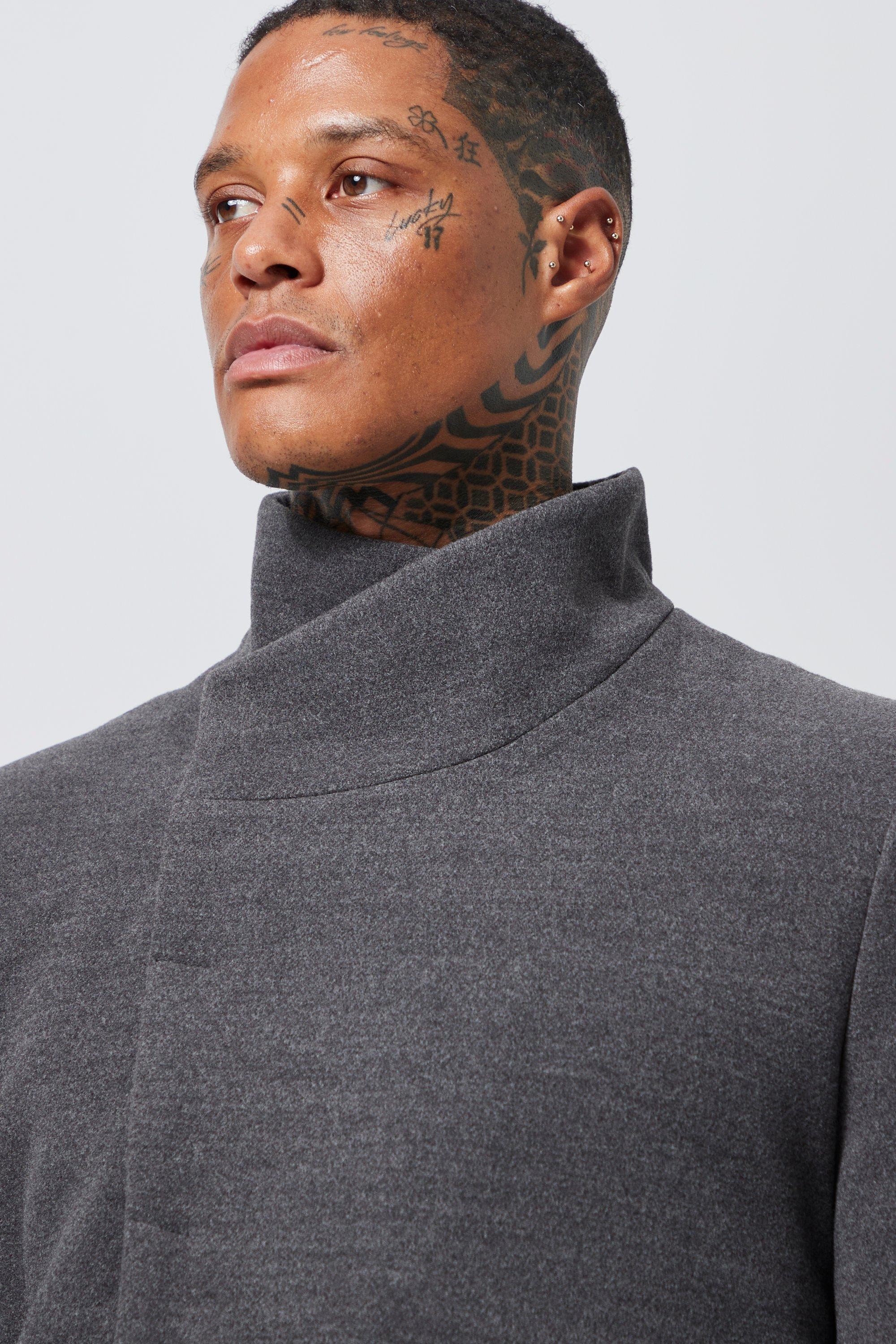 Mens grey funnel neck on sale coat